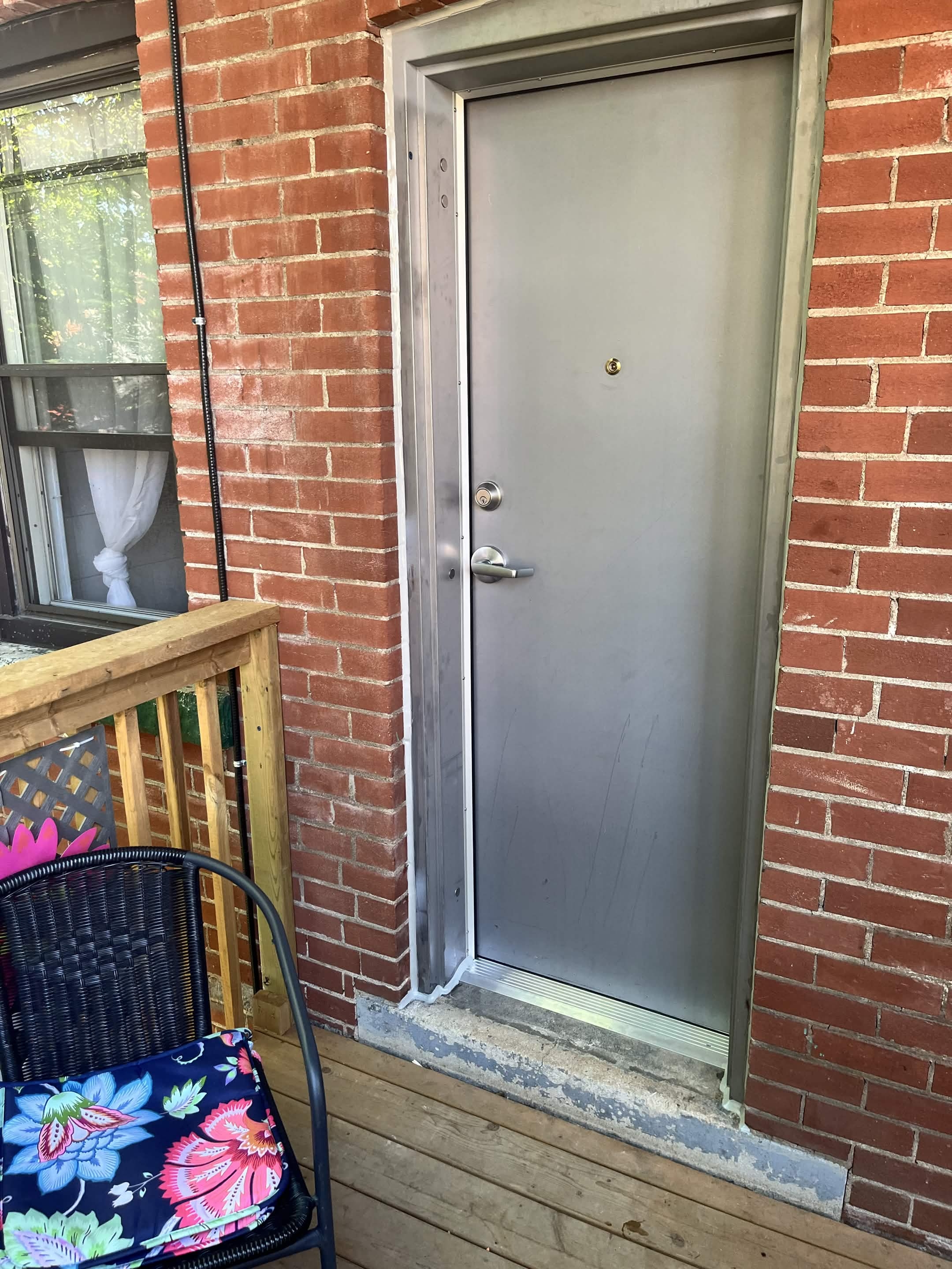 Hollow metal loading dock door and seal installation