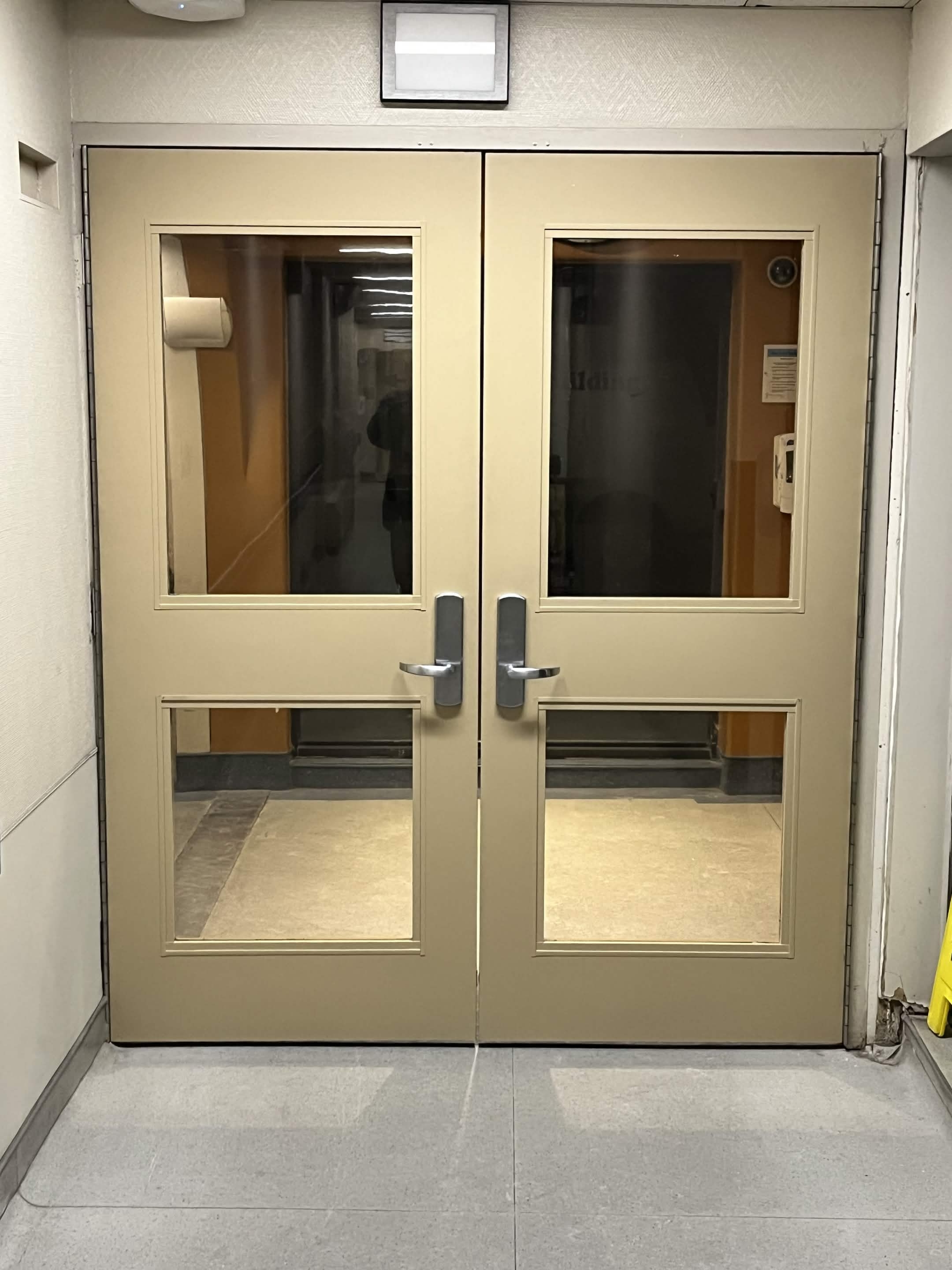 Hollow metal door repair and hardware replacement